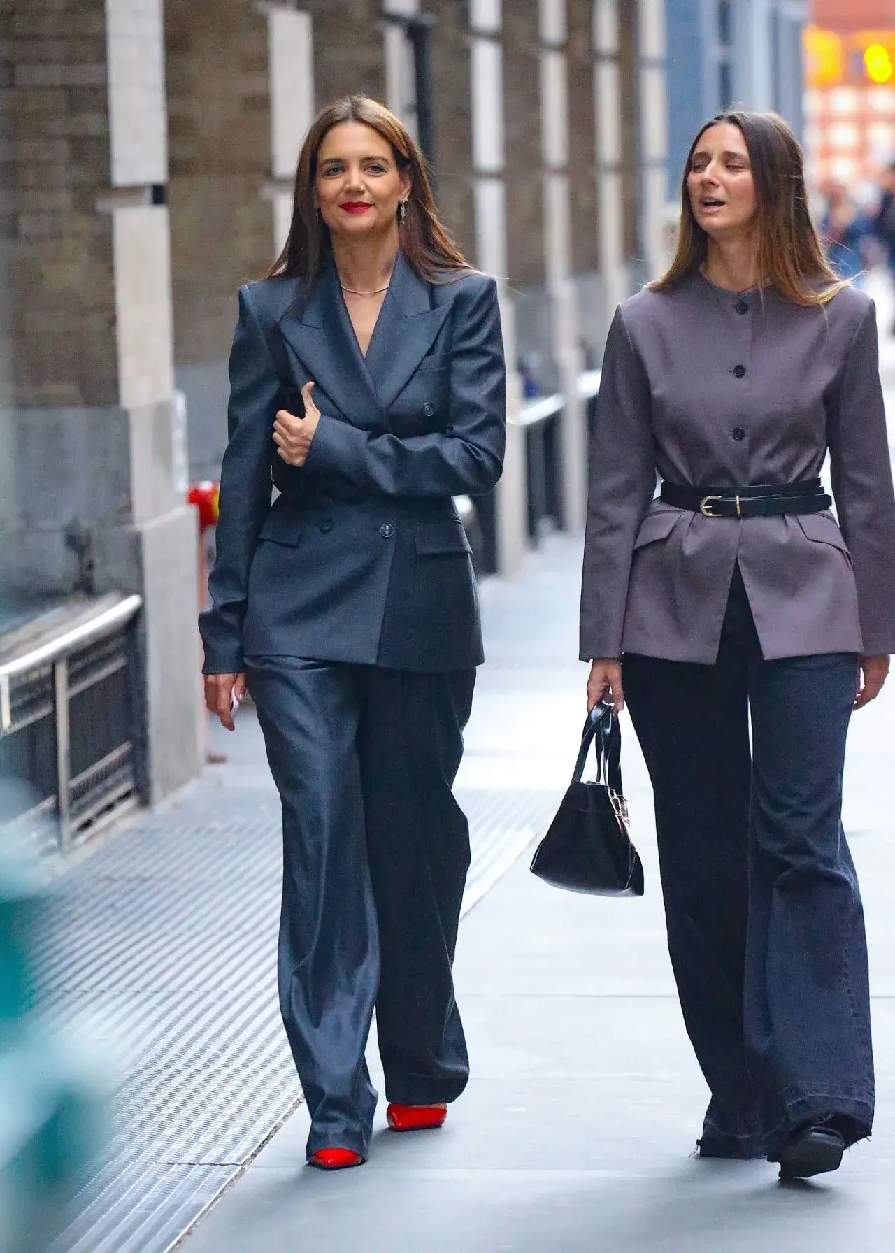 American actress Katie Holmes Looks Beautiful in Blue Coat Pant